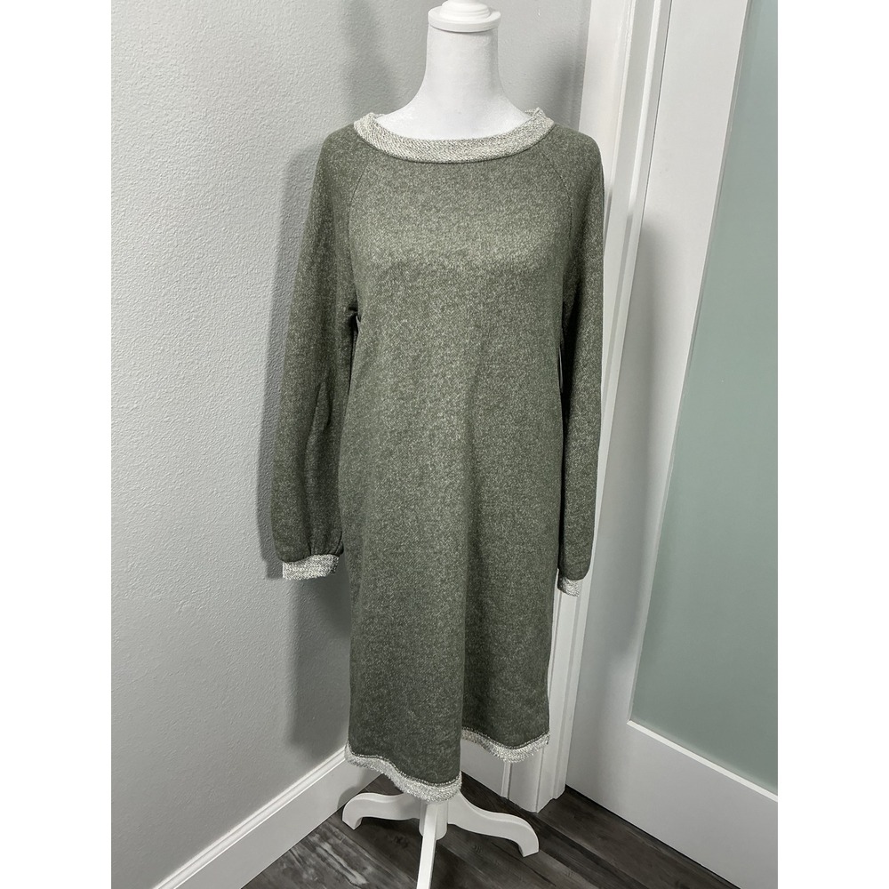 NWT Susina Green Beetle Combo Knit Oversized Sweatshirt Dress Size XS